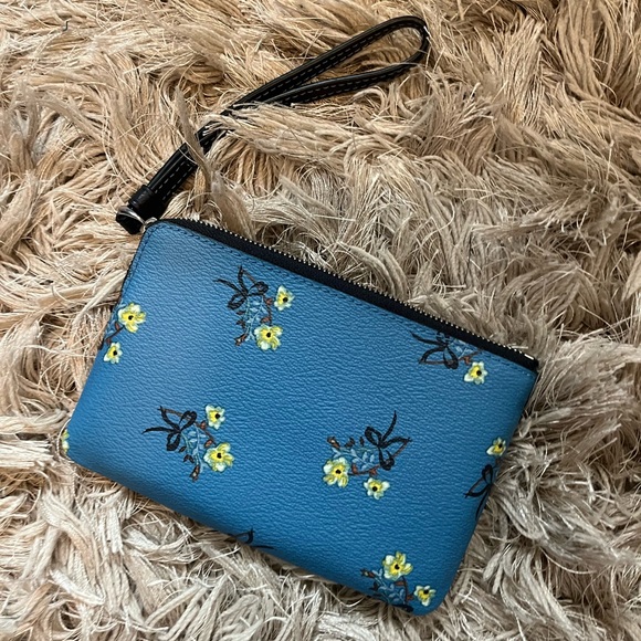Coach Blue Wristlet with Floral Design - Picture 4 of 4